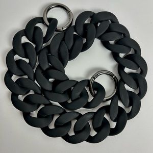 Chunky chain acrylic rubber coated link strap Matte Black, gunmetal hardware